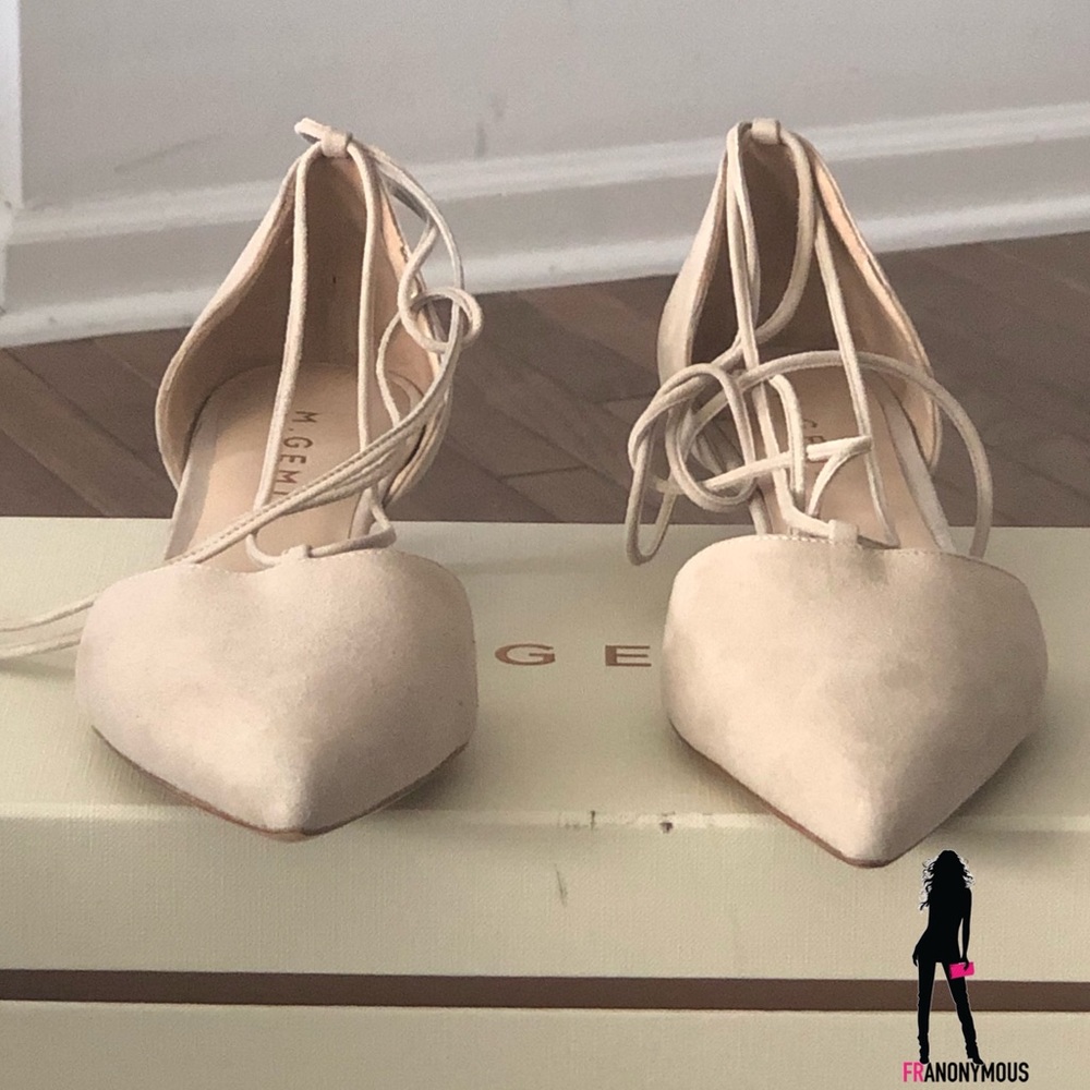 M Gemi Beige Suede Lace up Pumps - Picture 4 of 7
